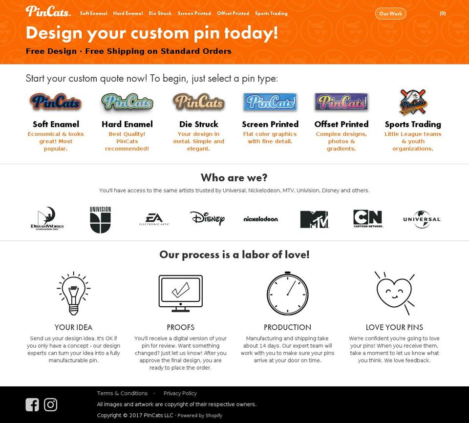 pincats.com shopify website screenshot