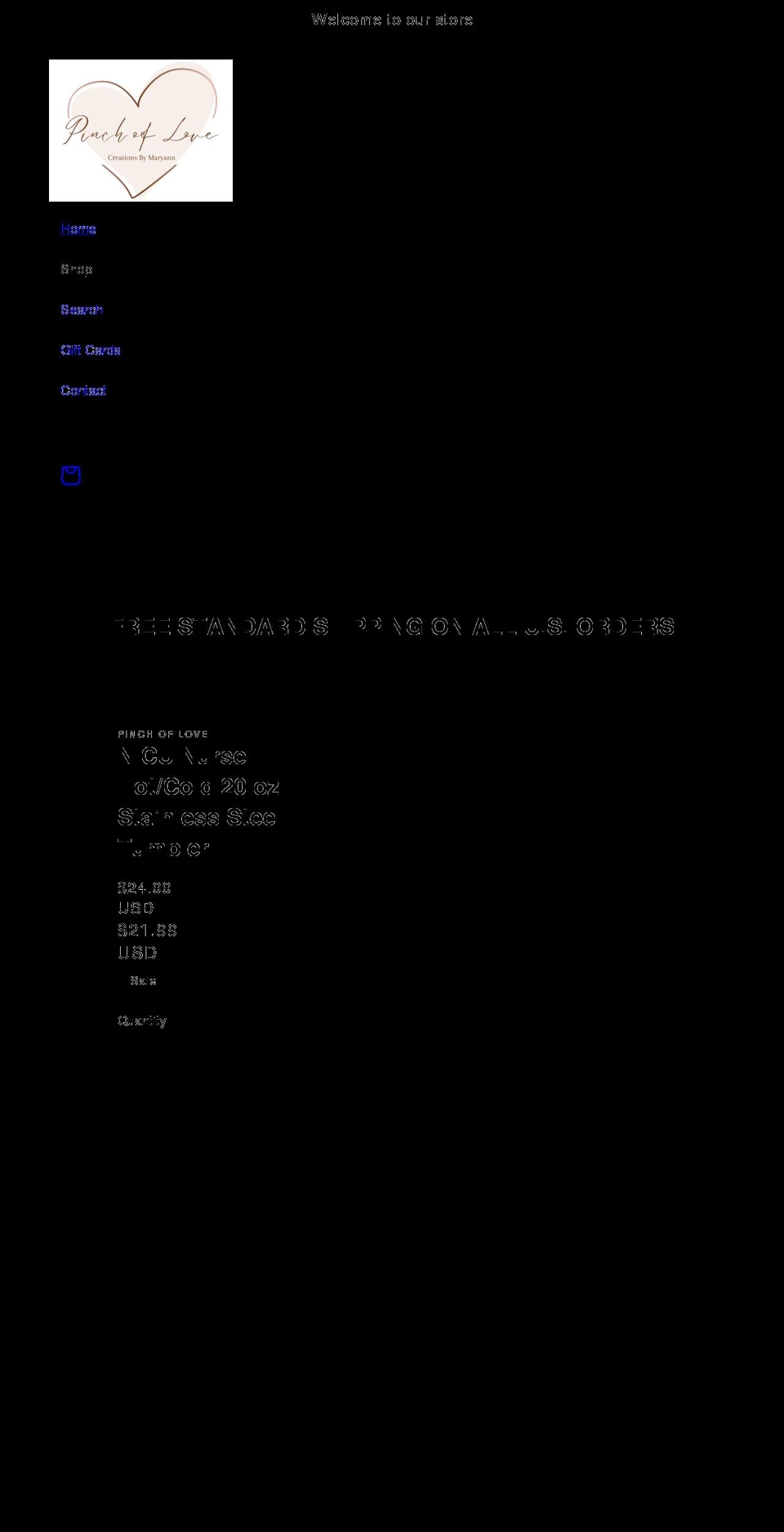 pinchoflove.net shopify website screenshot