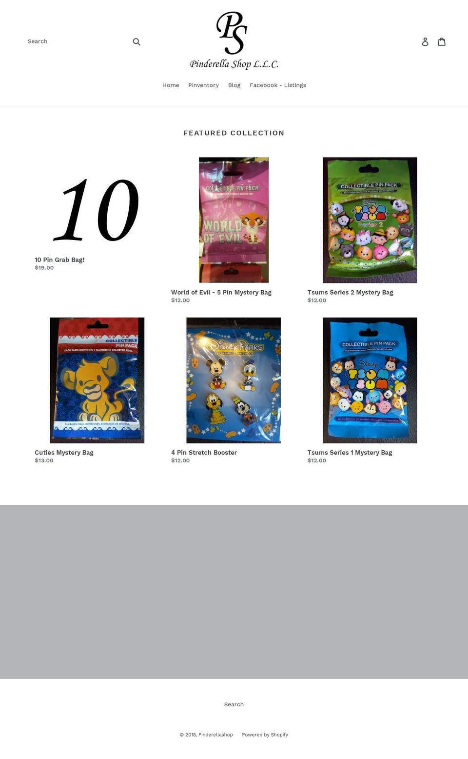 pinderellashop.com — Shopify storefront screenshot