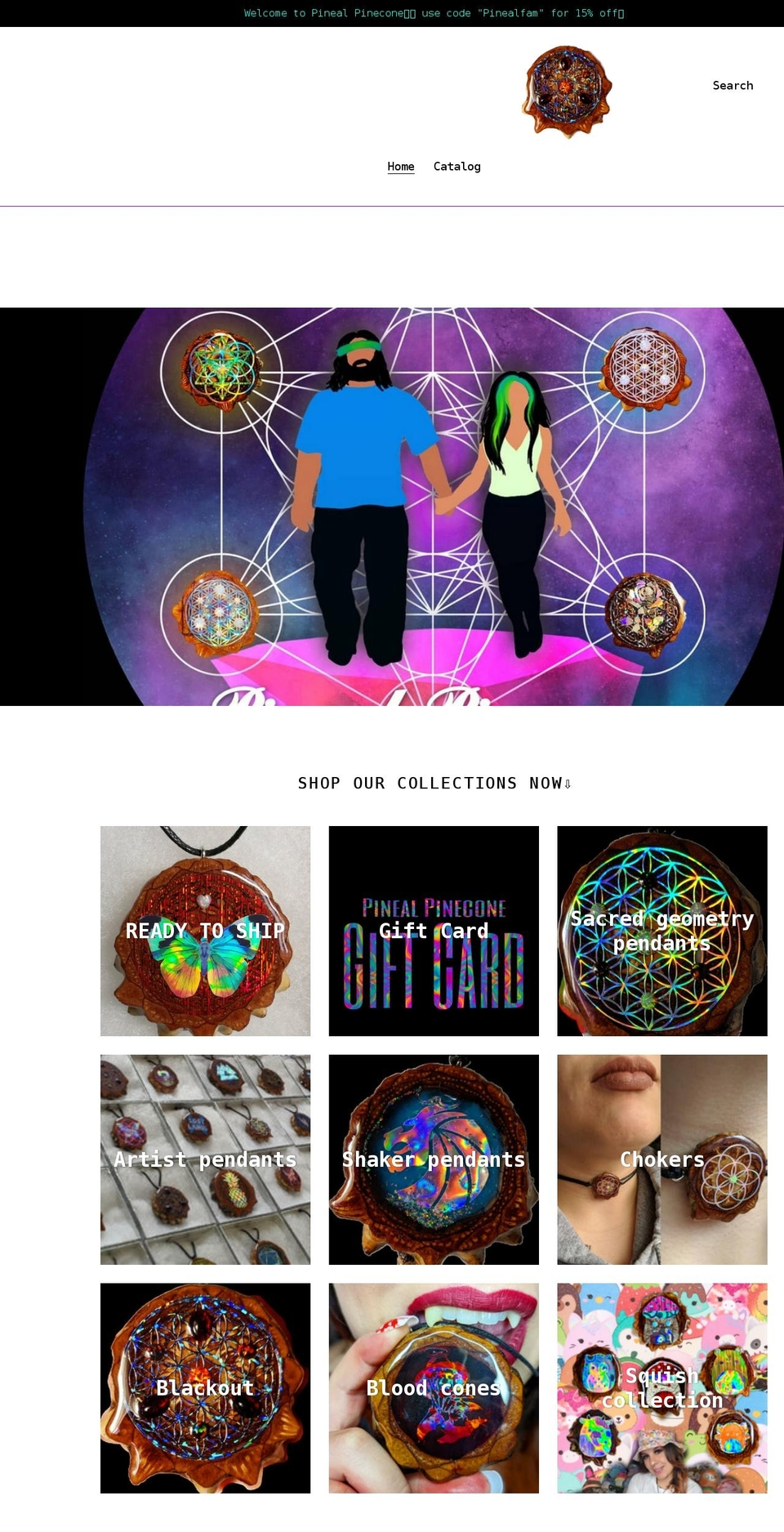 pinealpinecone.com shopify website screenshot