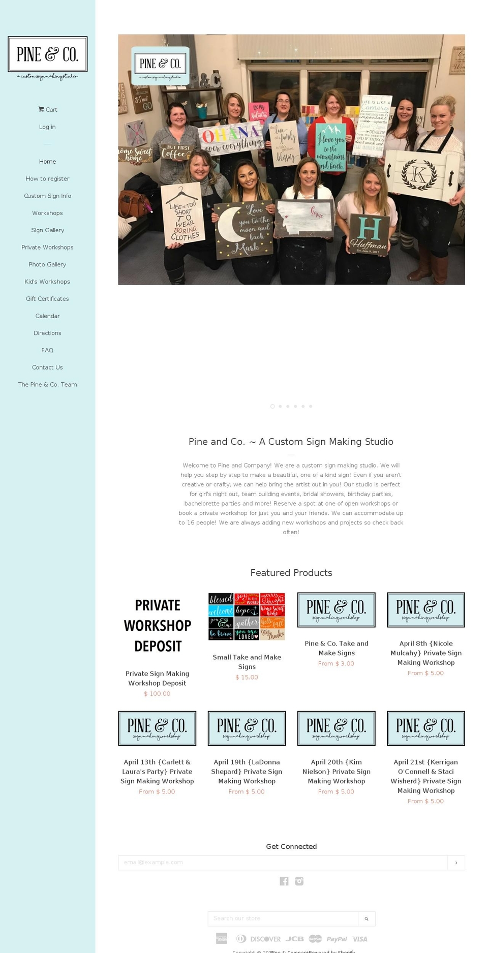 pineandcompany.com shopify website screenshot