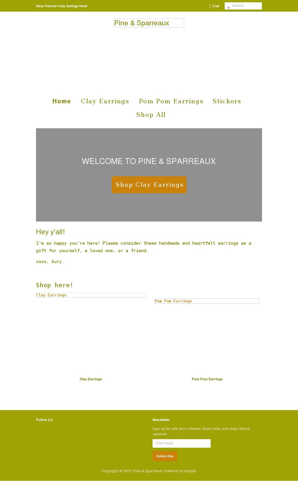 pineandsparreaux.com shopify website screenshot