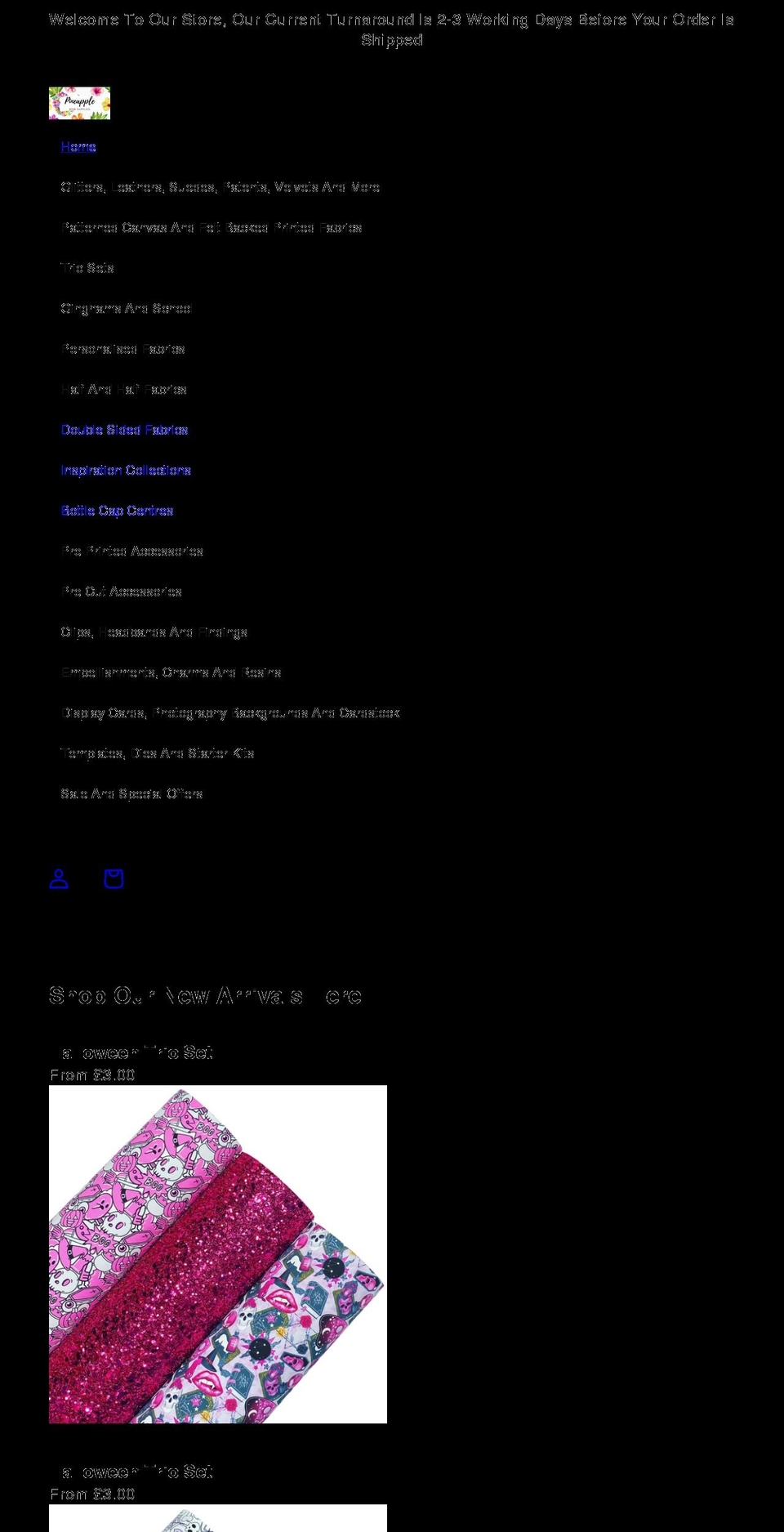 pineapplebowsupplies.co.uk shopify website screenshot