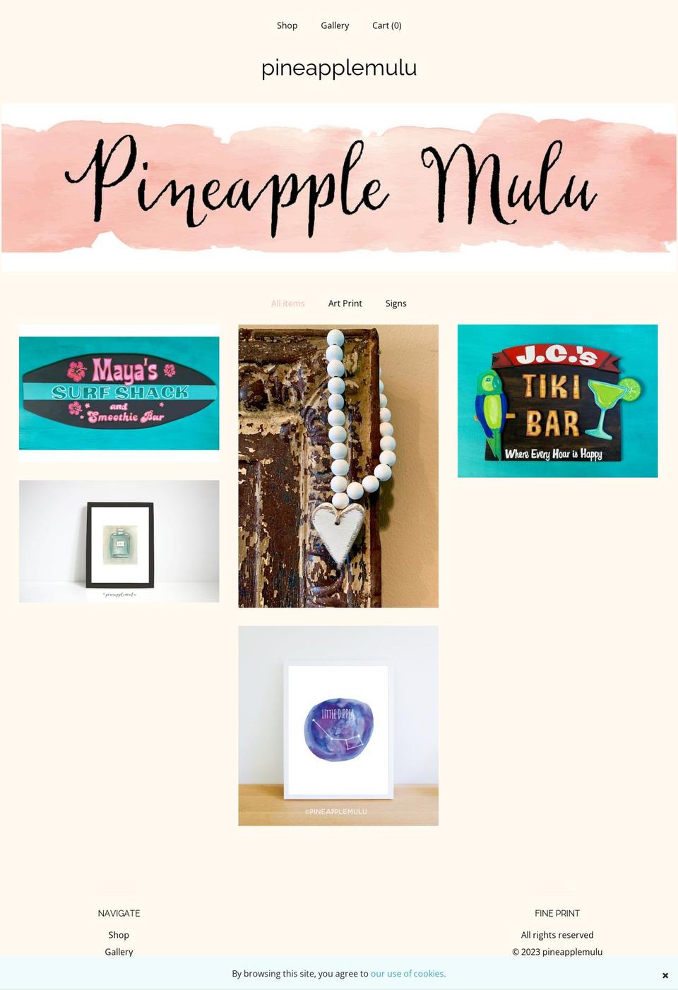 pineapplemulu.com — Shopify storefront screenshot