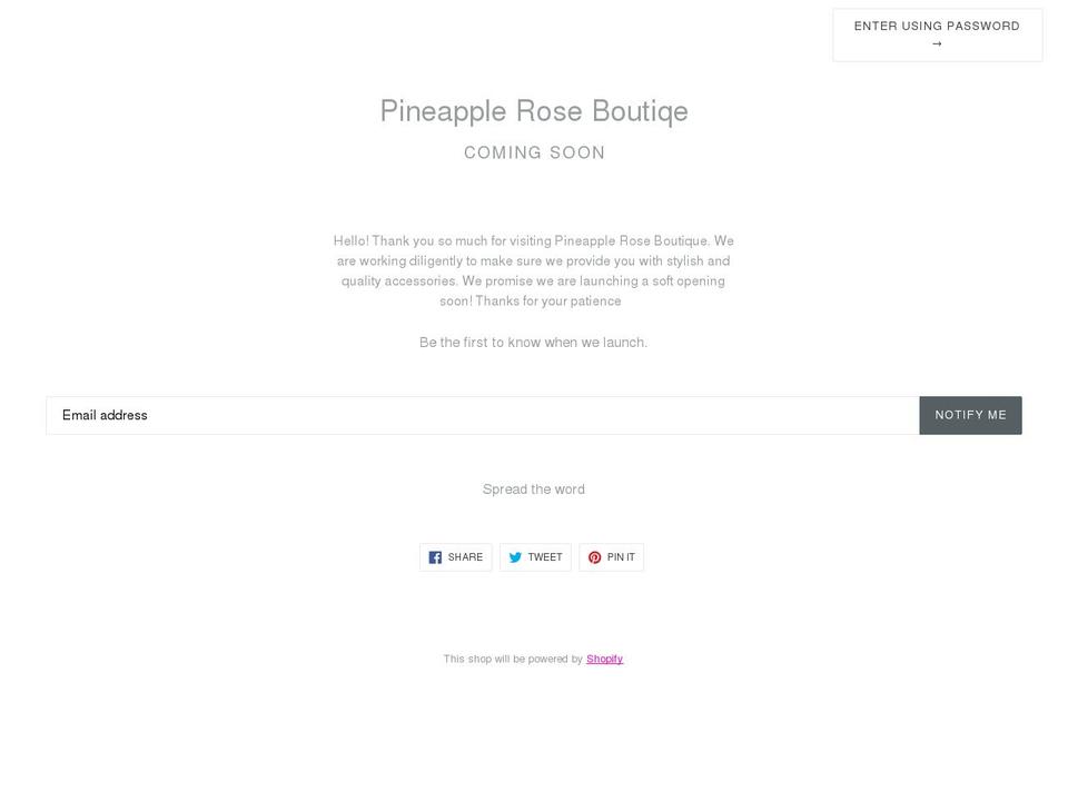 pineapplerose.net shopify website screenshot