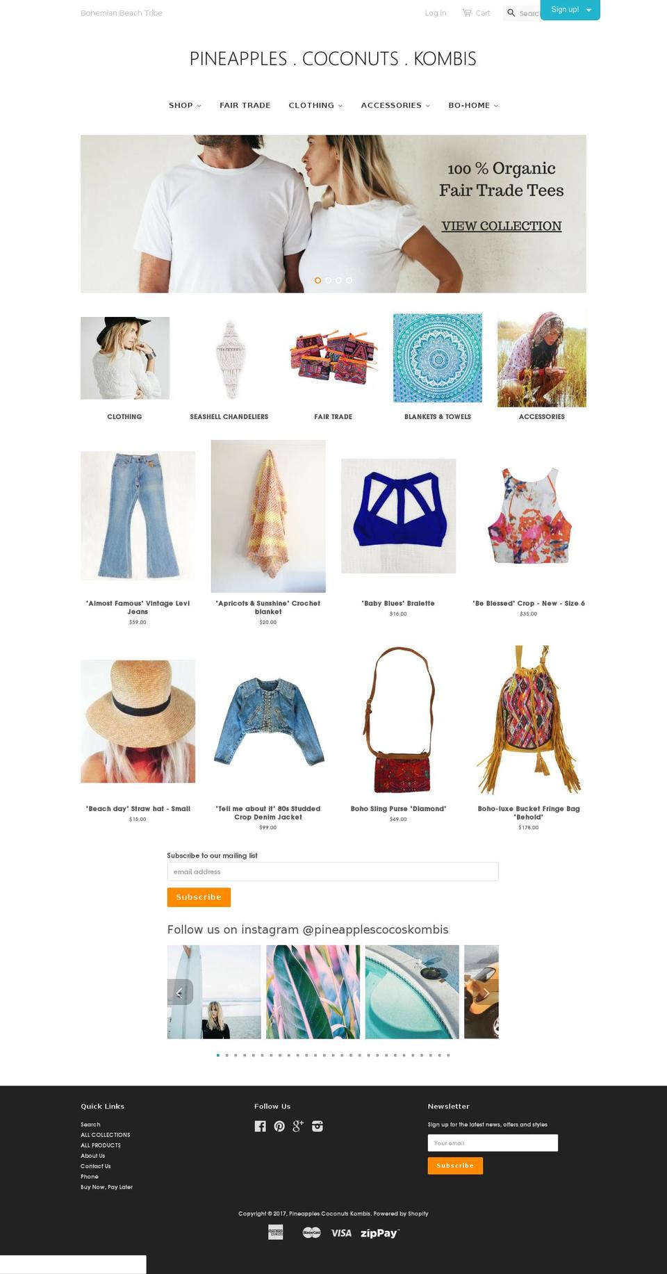 pineapplescoconutskombis.com shopify website screenshot