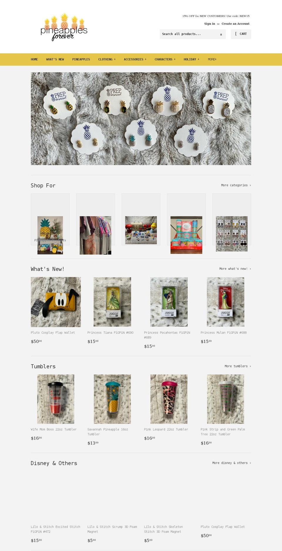 pineapplesforever.com shopify website screenshot