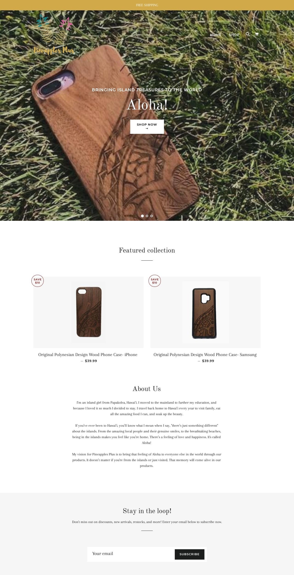 pineapplesplus.com — Shopify storefront screenshot