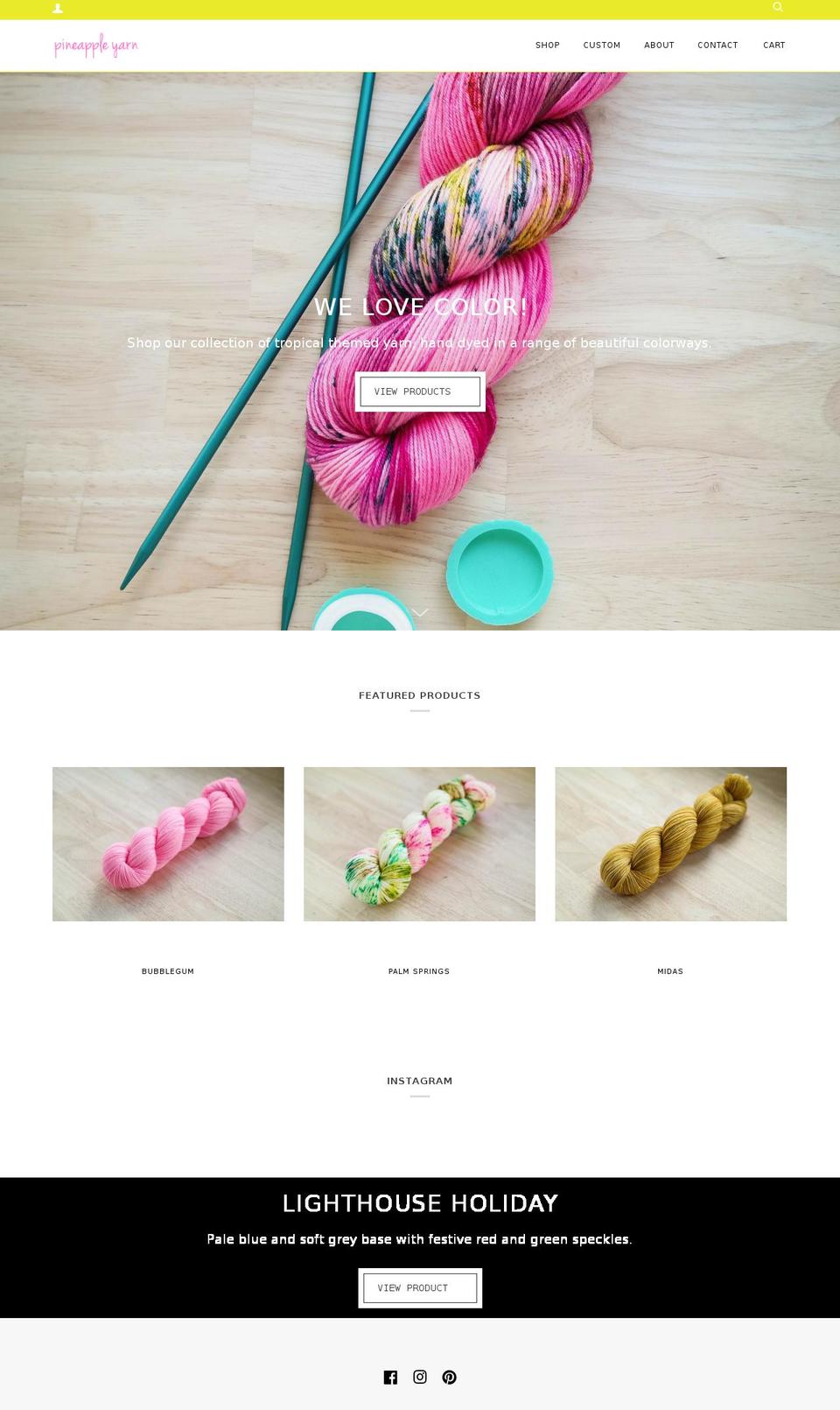pineappleyarn.com shopify website screenshot