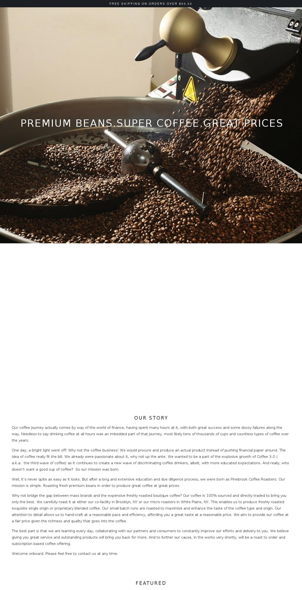 pinebrookroasters.com shopify website screenshot