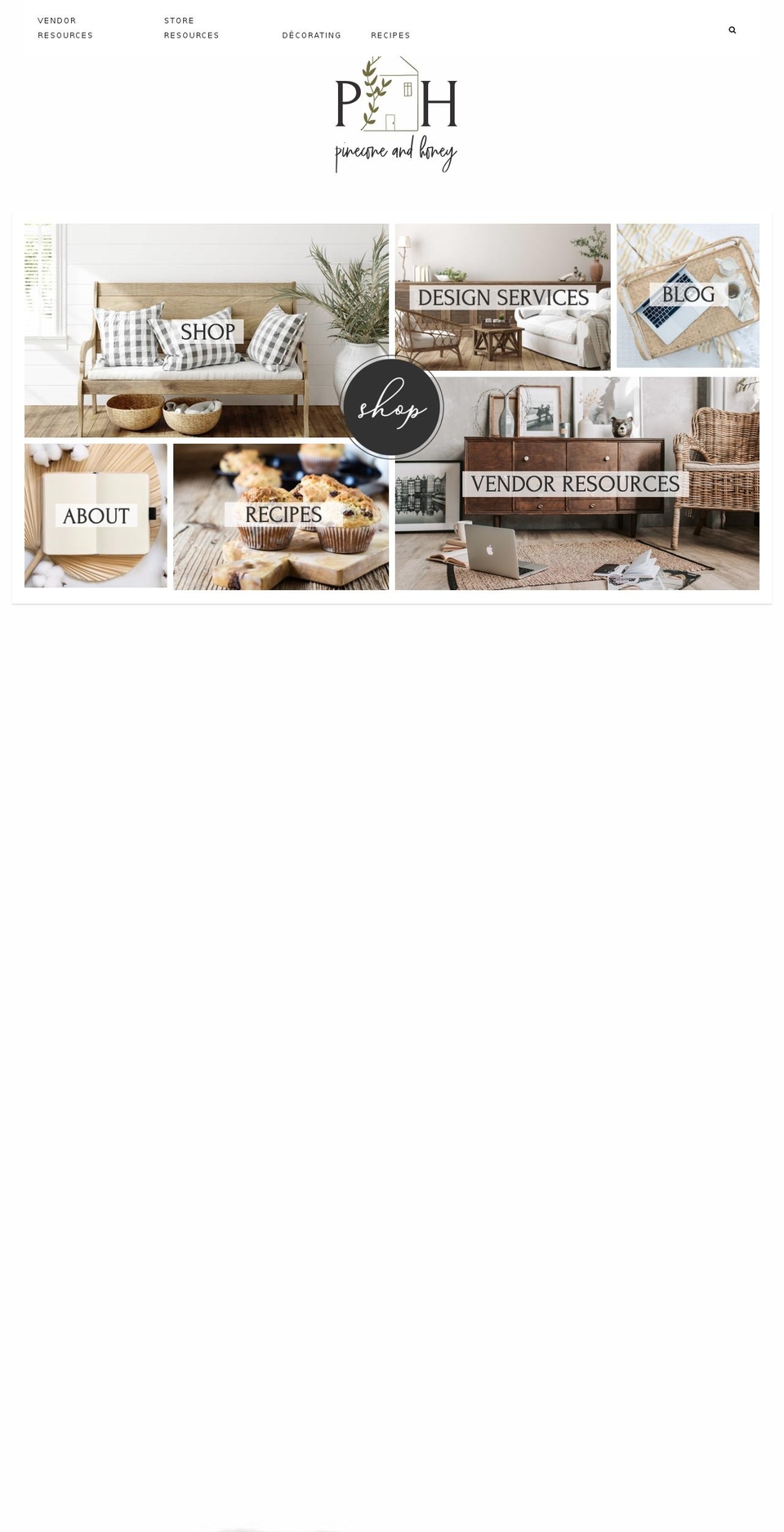 pineconeandhoney.com — Shopify storefront screenshot