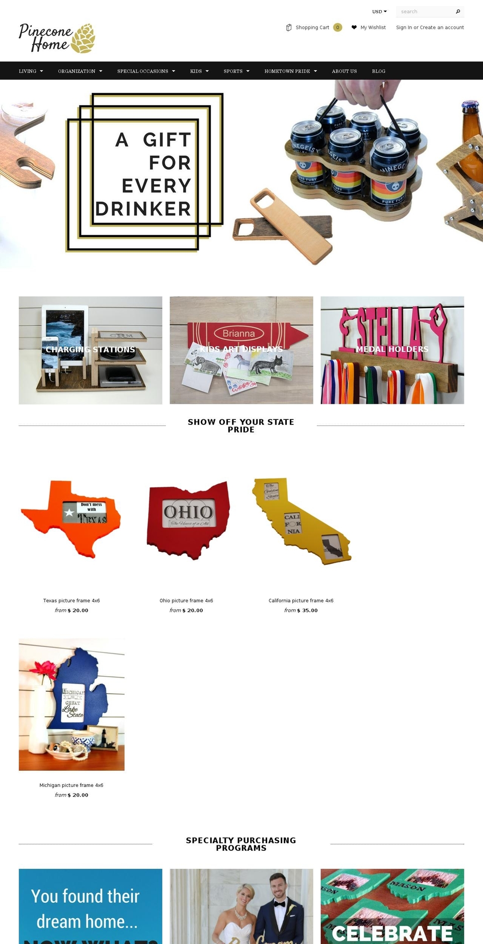 pineconehome.com shopify website screenshot