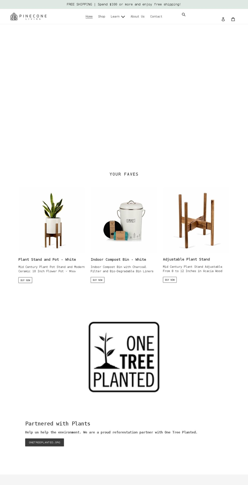 pineconeliving.com shopify website screenshot