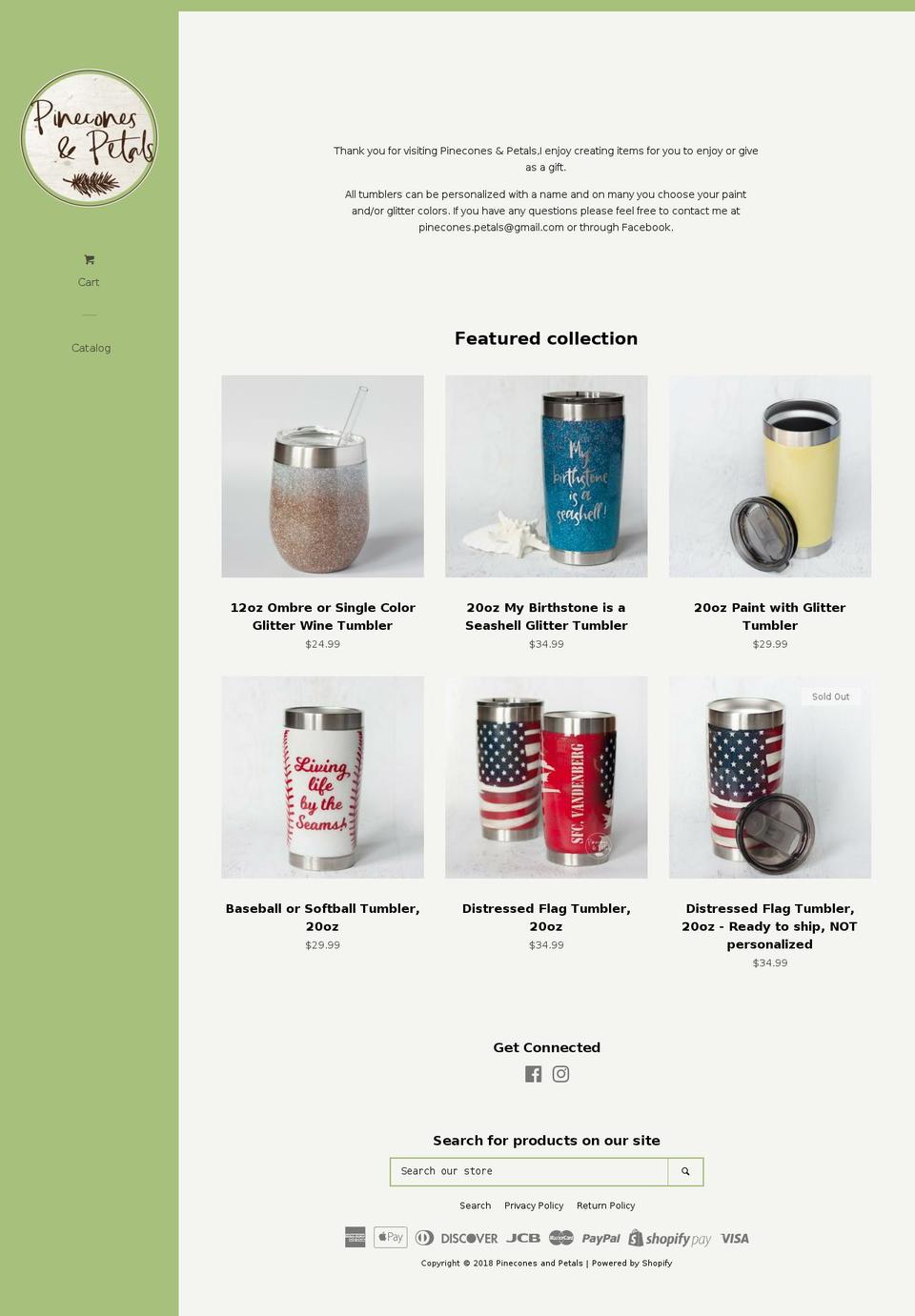 pineconesandpetals.com — Shopify storefront screenshot