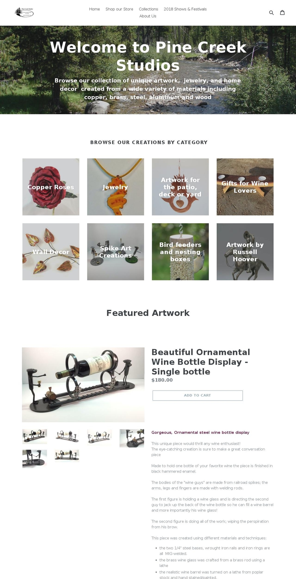 pinecreekstudios.com — Shopify storefront screenshot