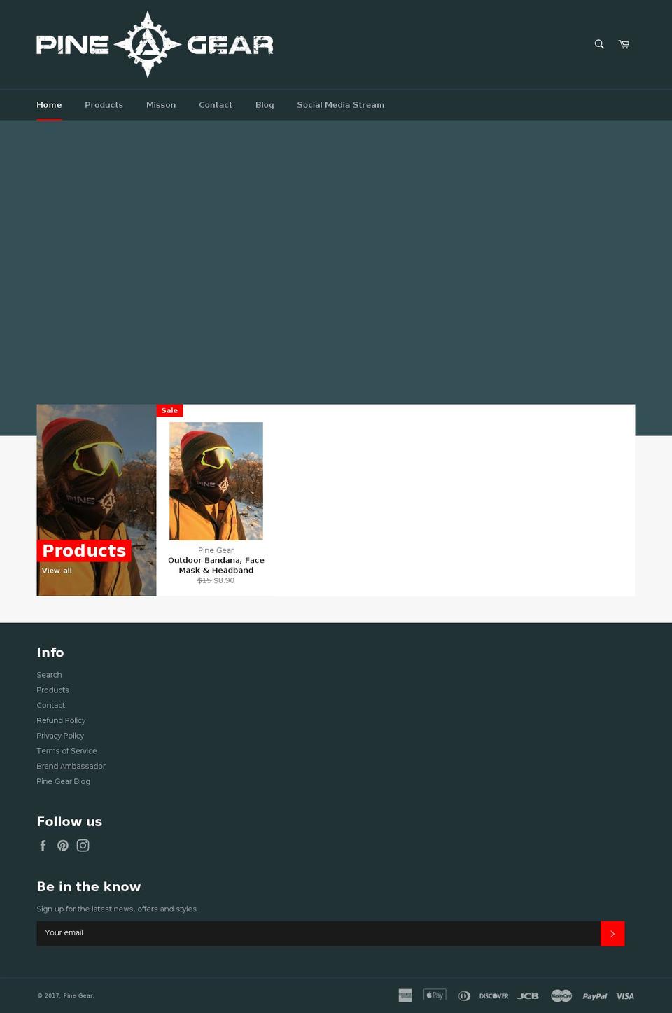 pinegear.com shopify website screenshot
