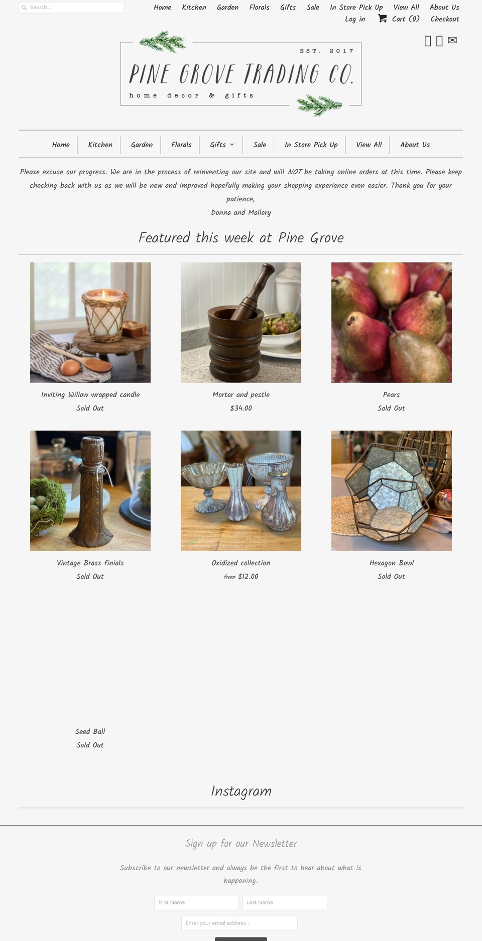 pinegrovetradingco.com — Shopify storefront screenshot