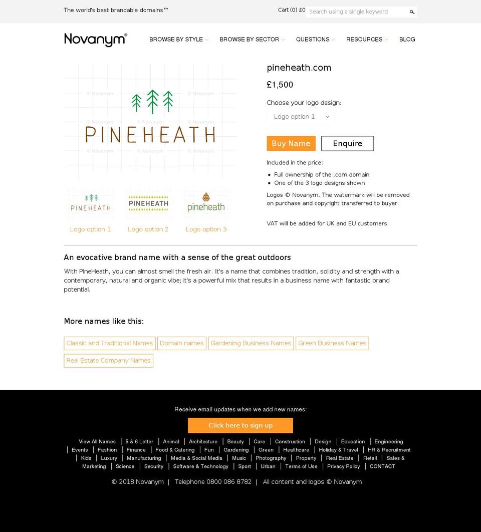 pineheath.com — Shopify storefront screenshot