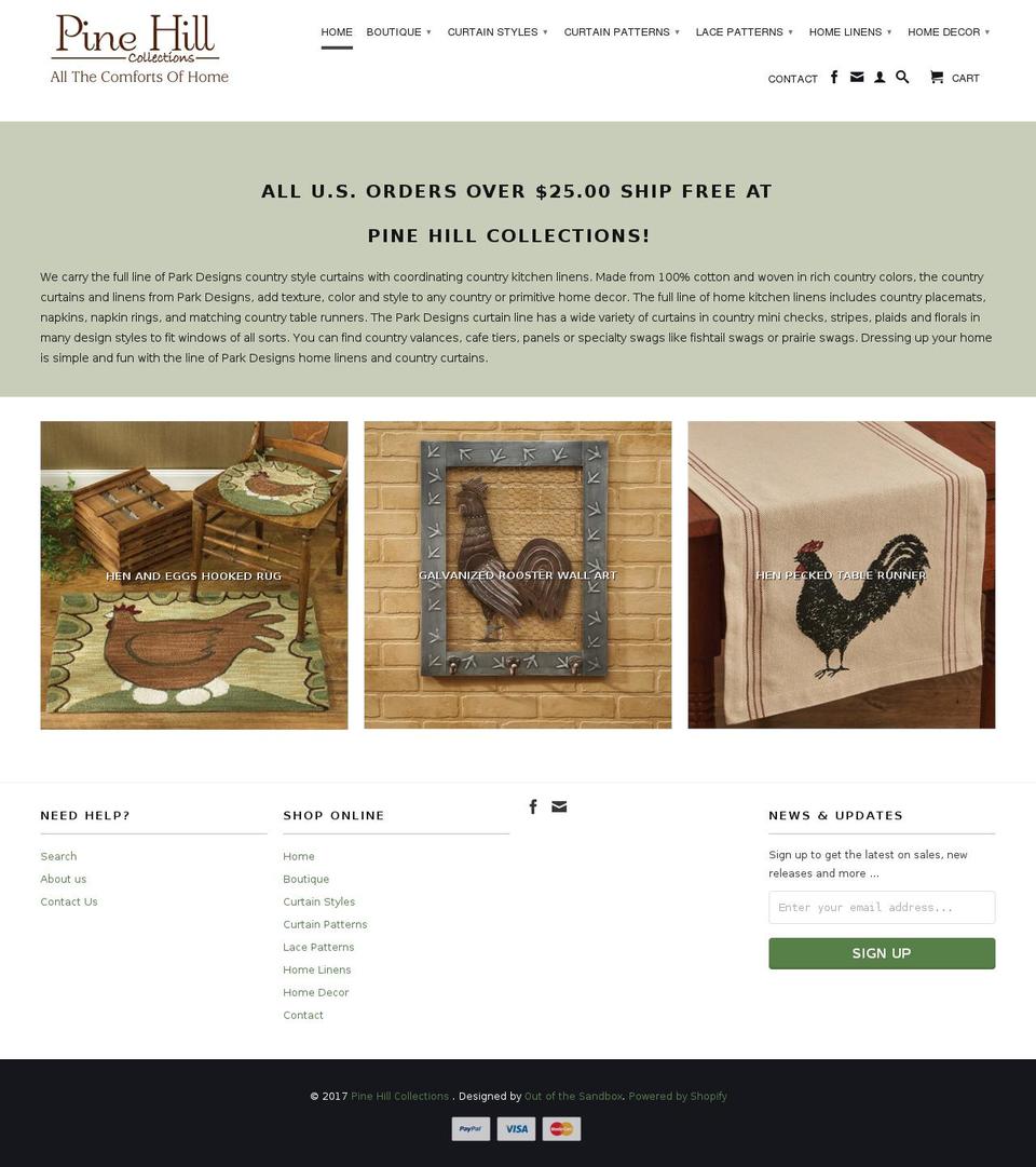 pinehillcollections.com shopify website screenshot