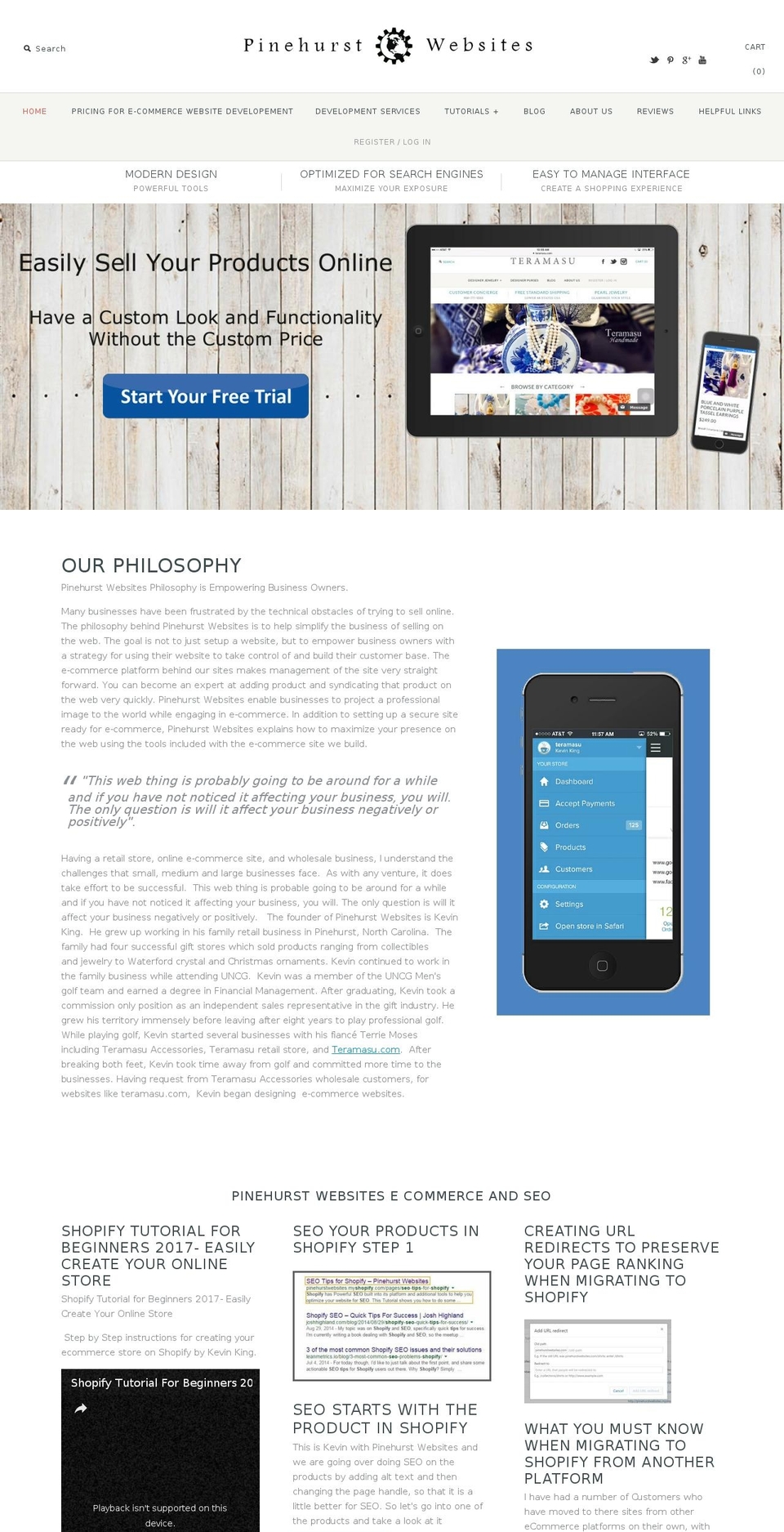 pinehurstwebsites.com shopify website screenshot
