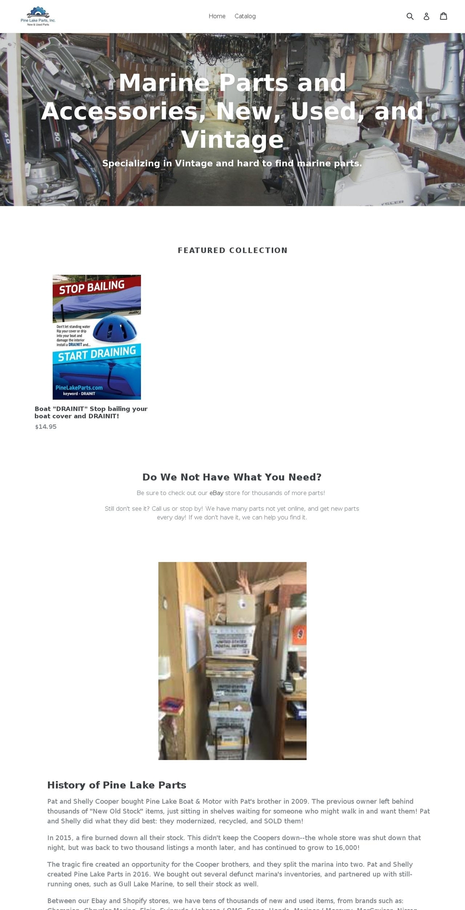 pinelakeparts.com shopify website screenshot