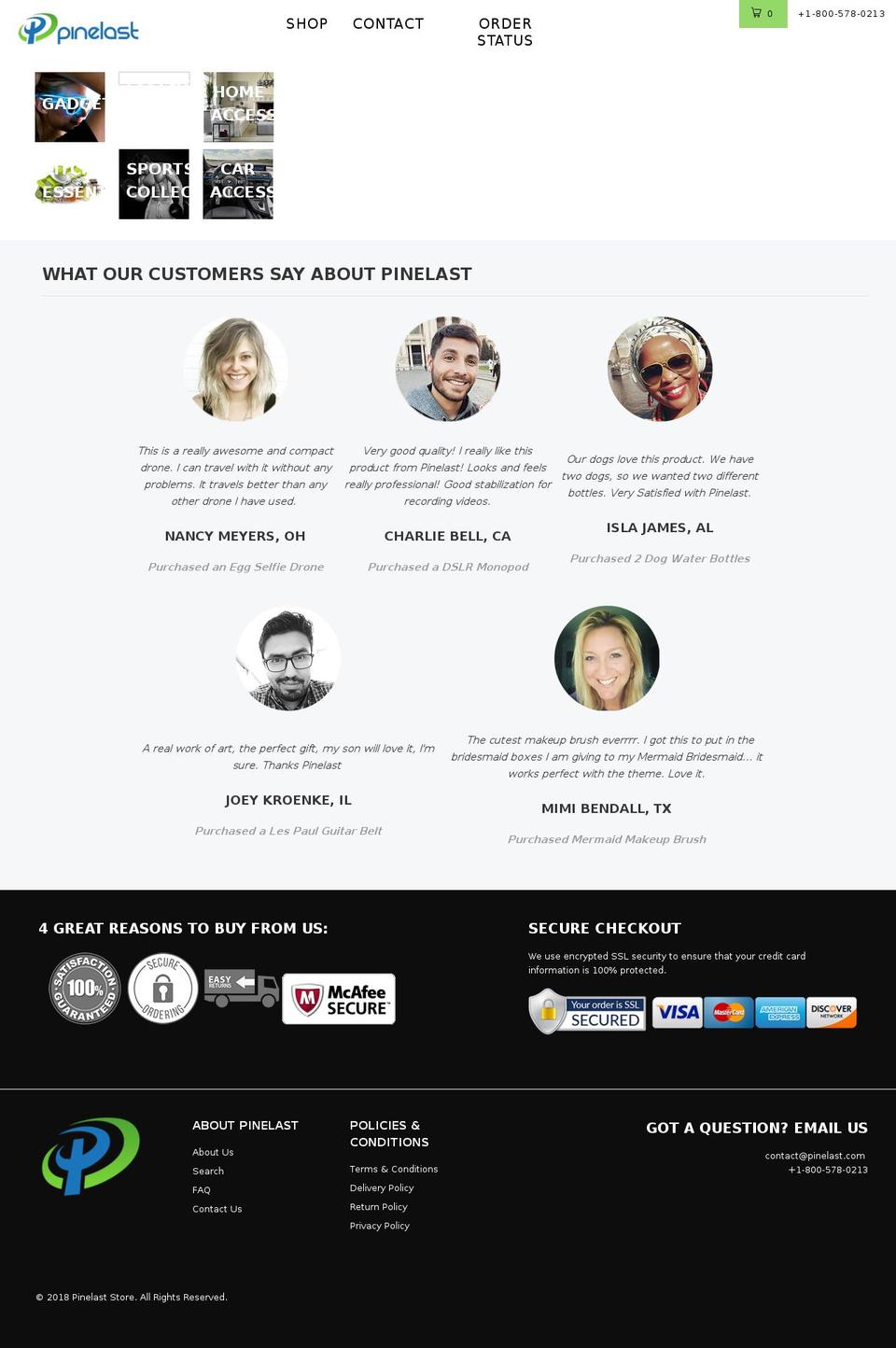 pinelast.com shopify website screenshot