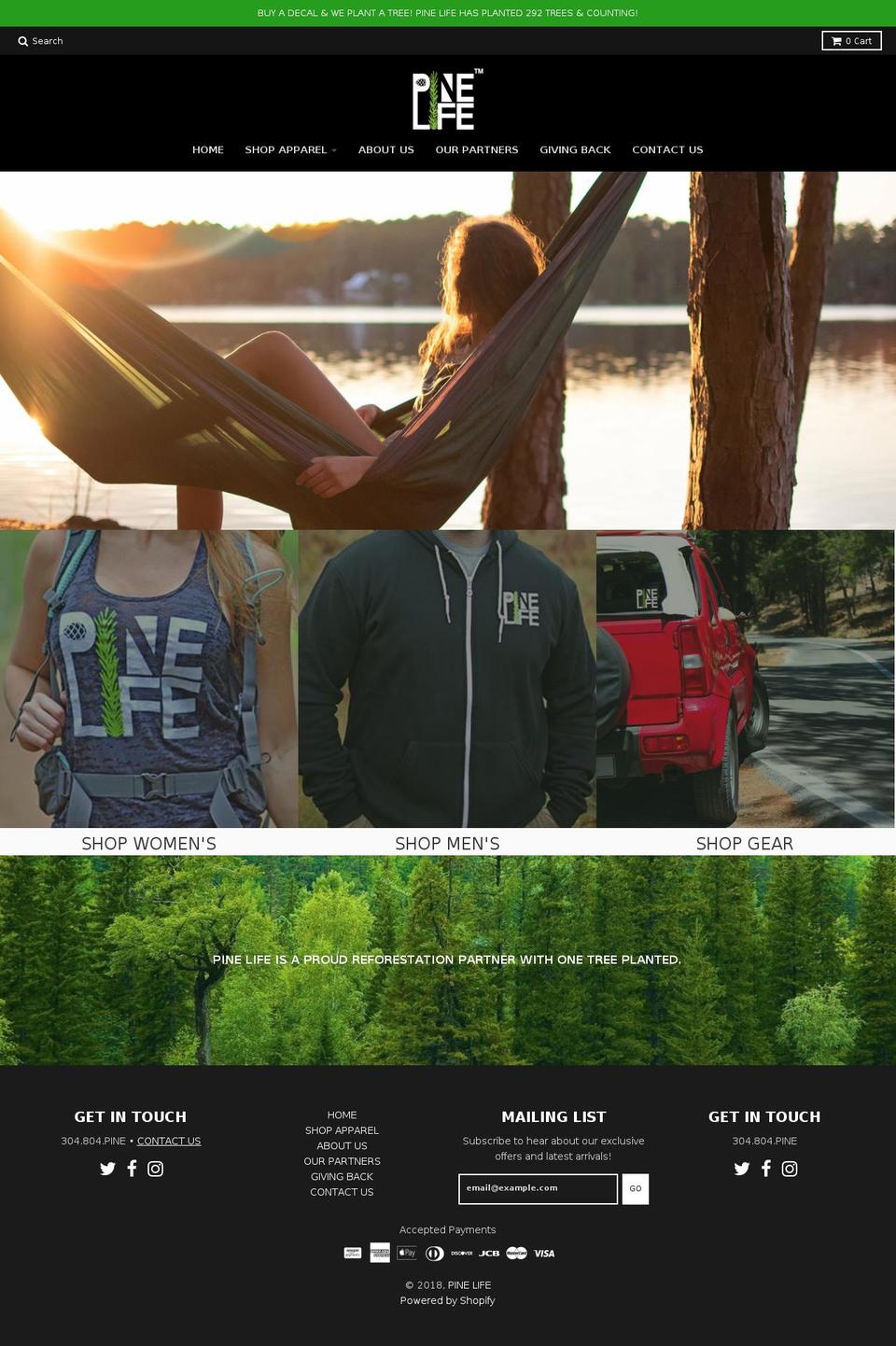pinelife.com shopify website screenshot