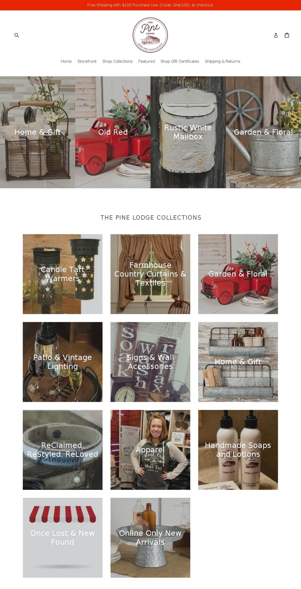 pinelodgeshop.com — Shopify storefront screenshot