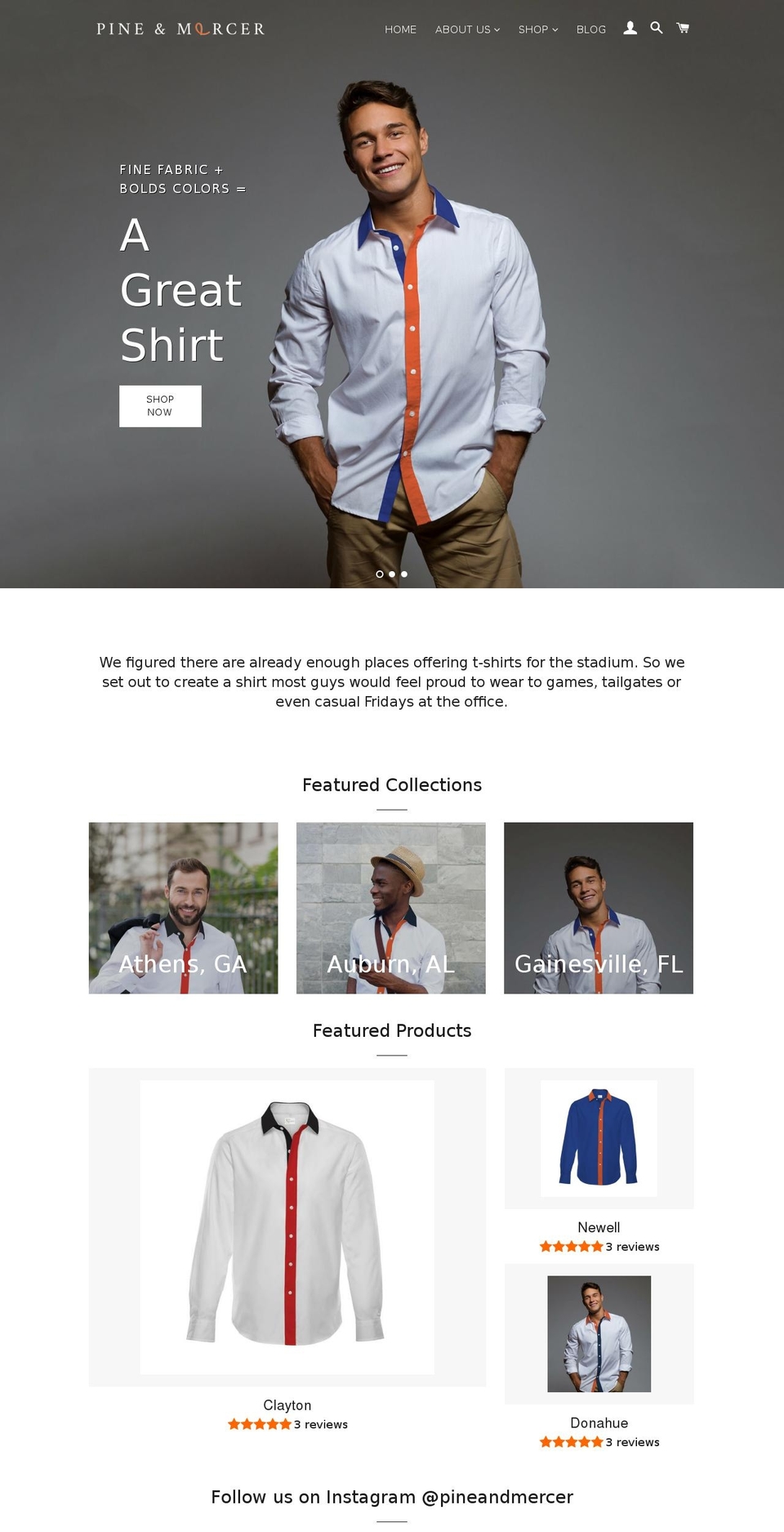 pinemercer.com — Shopify storefront screenshot