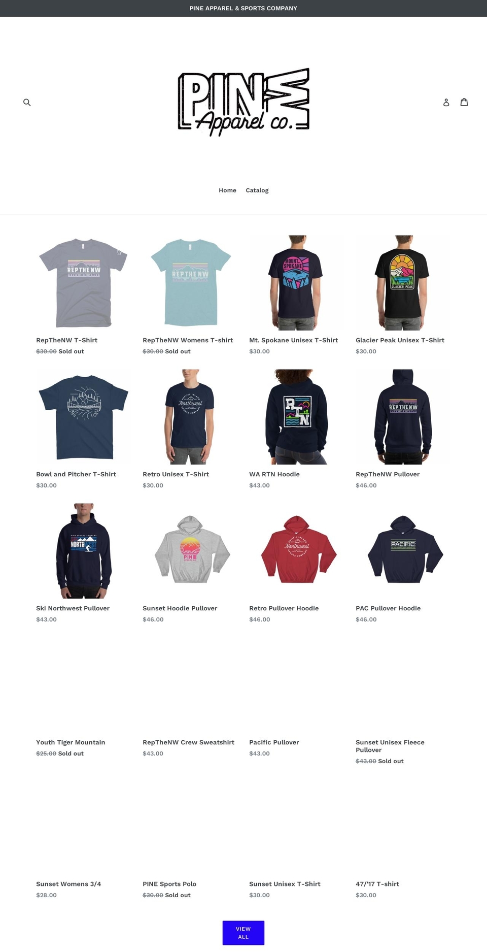 pinesportscompany.com — Shopify storefront screenshot