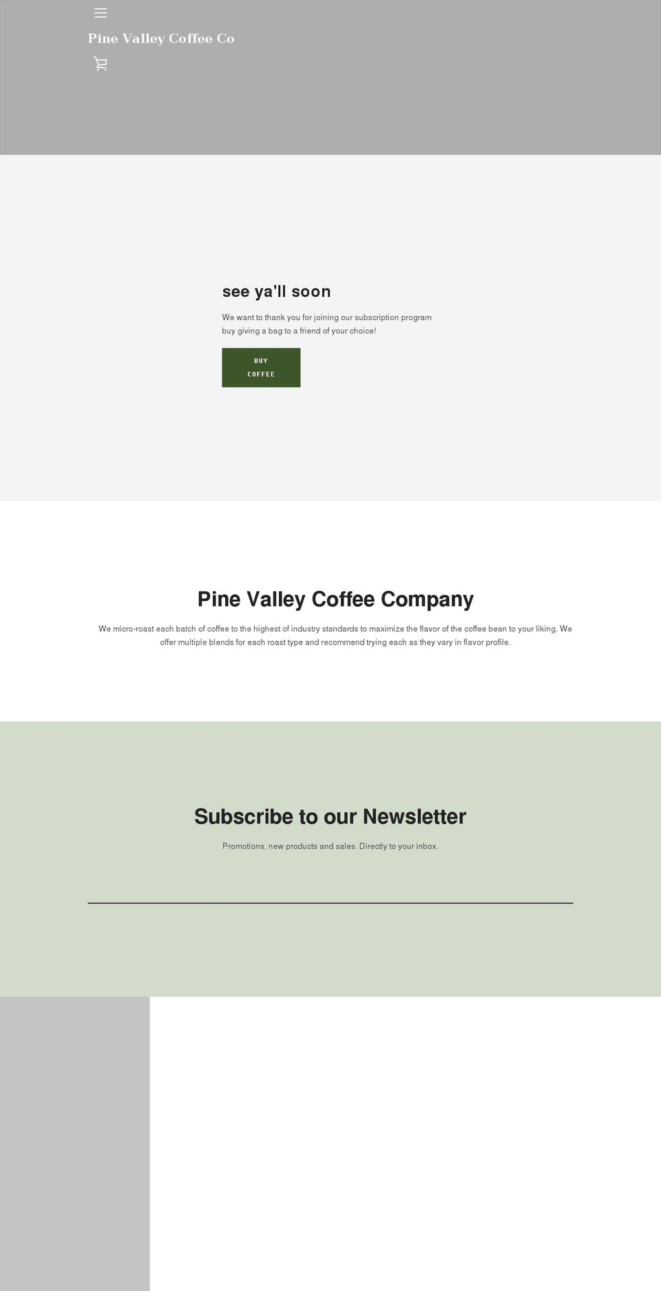 pinevalleycoffeeco.com shopify website screenshot