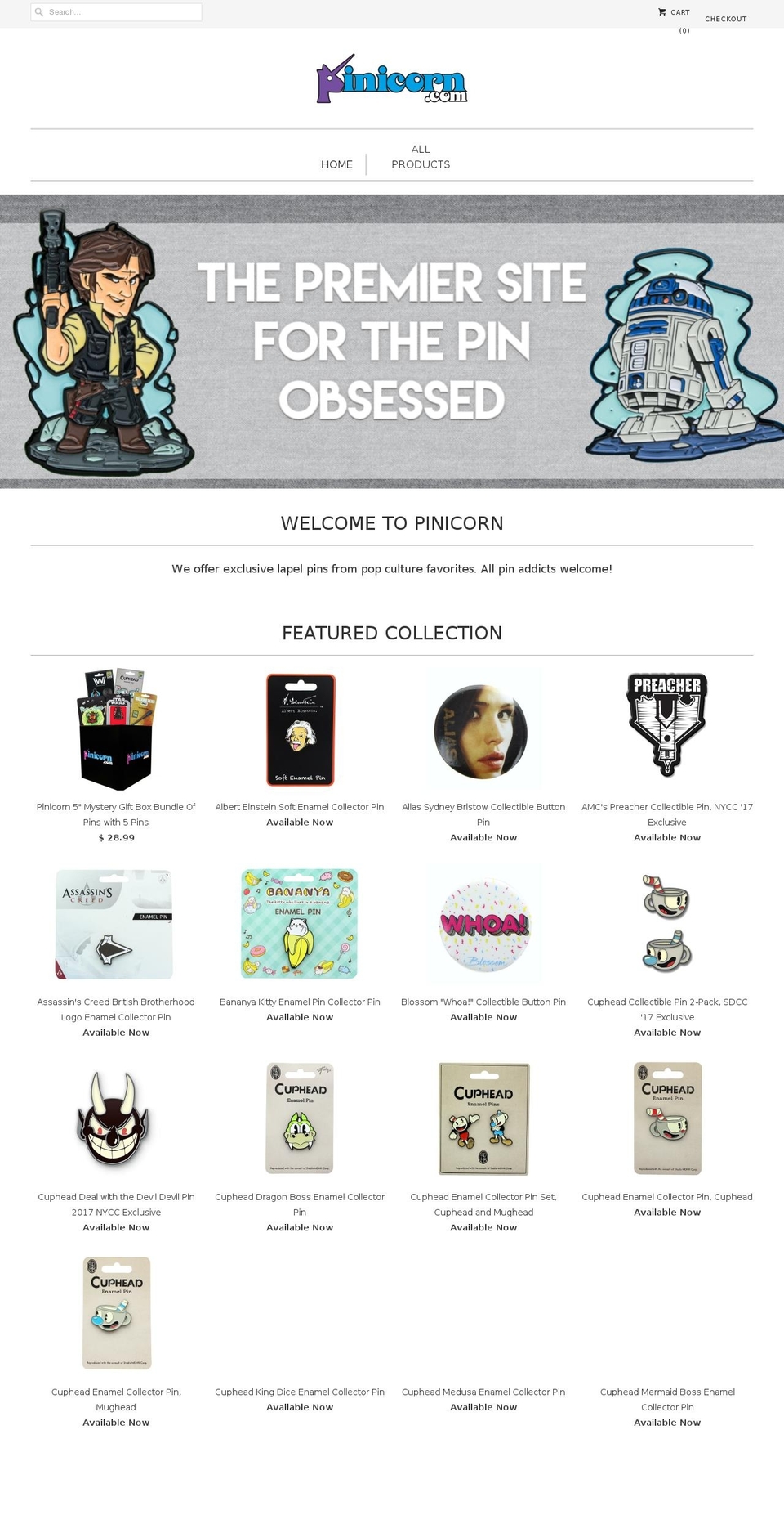 pinicorn.com — Shopify storefront screenshot