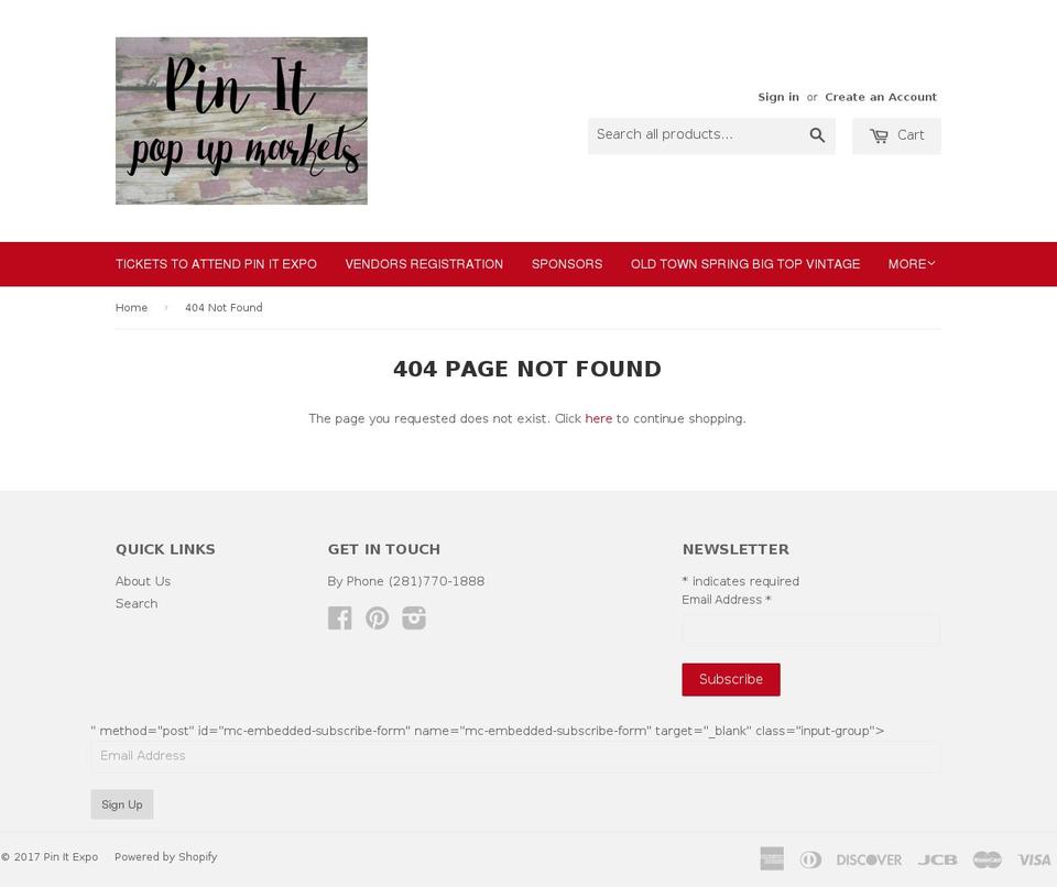 pinitdallas.com shopify website screenshot