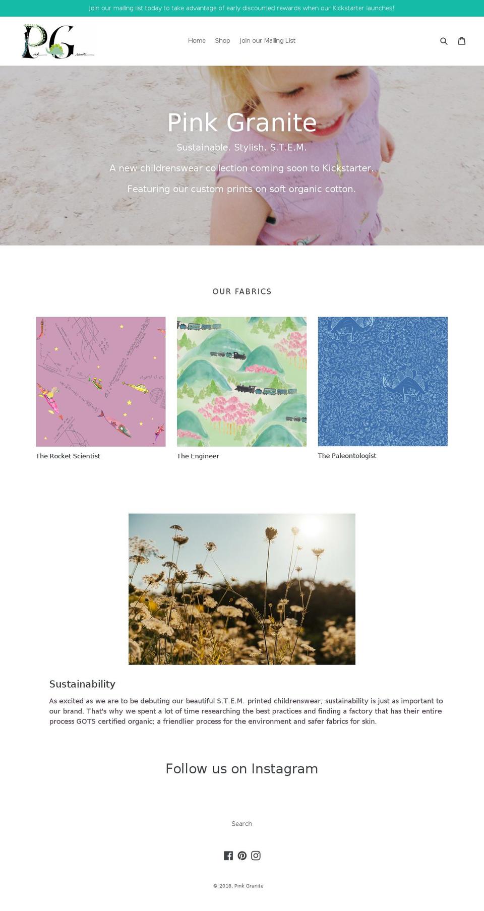 pink-granite.com shopify website screenshot