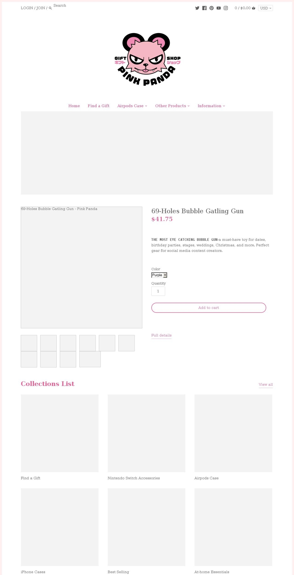 pink-panda.store shopify website screenshot