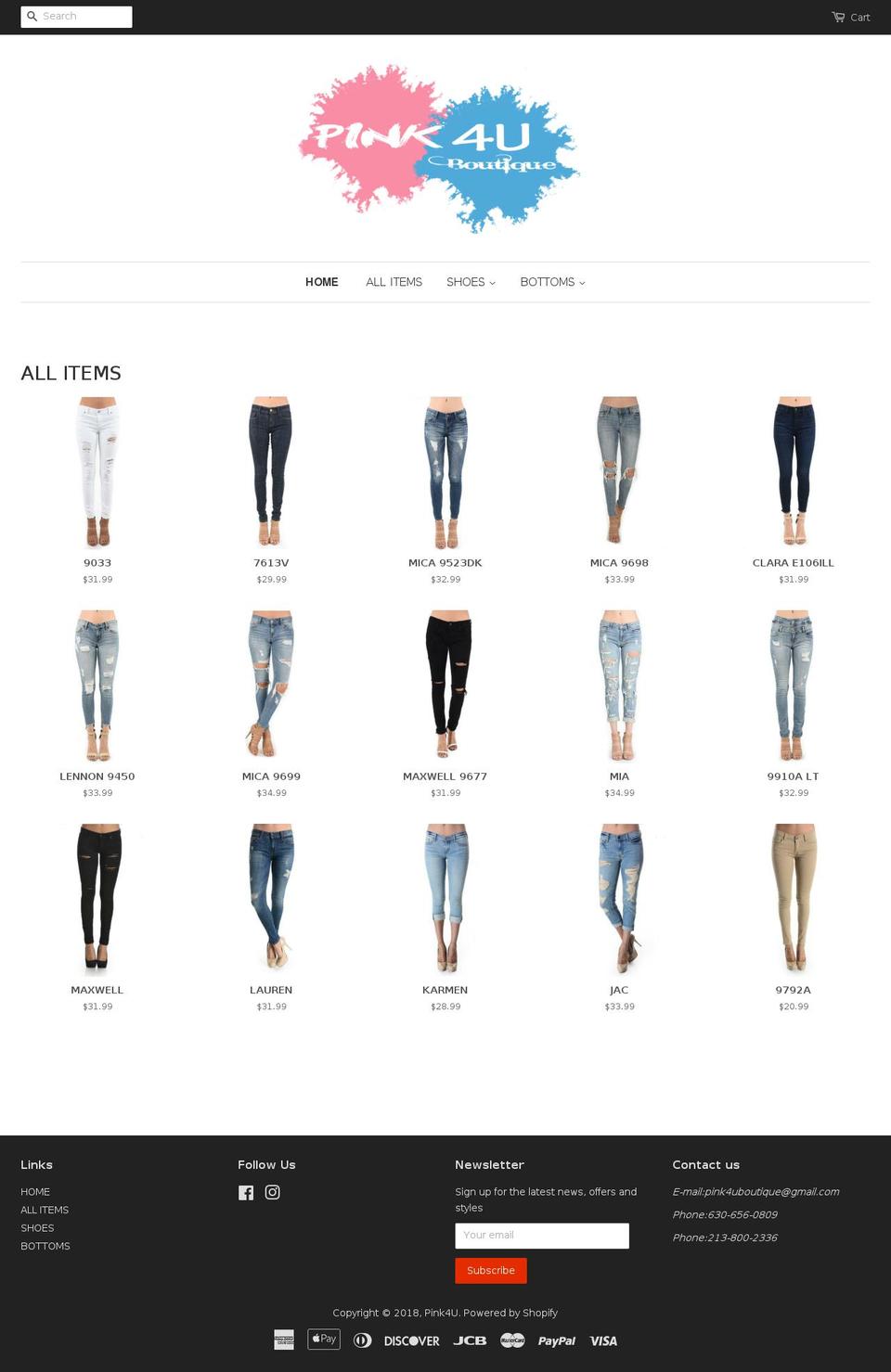 pink4uboutique.com — Shopify storefront screenshot