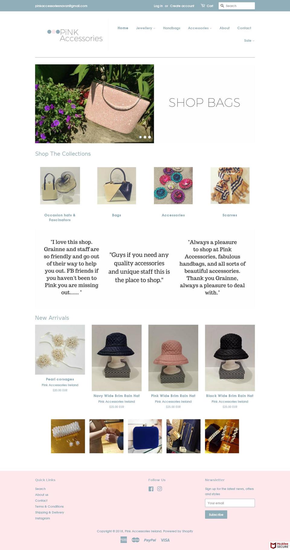 pinkaccessoriesireland.com — Shopify storefront screenshot