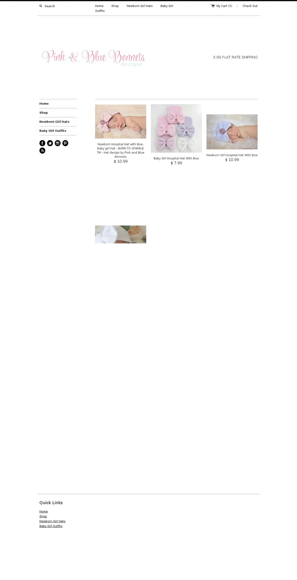 pinkandbluebonnetsboutique.com shopify website screenshot