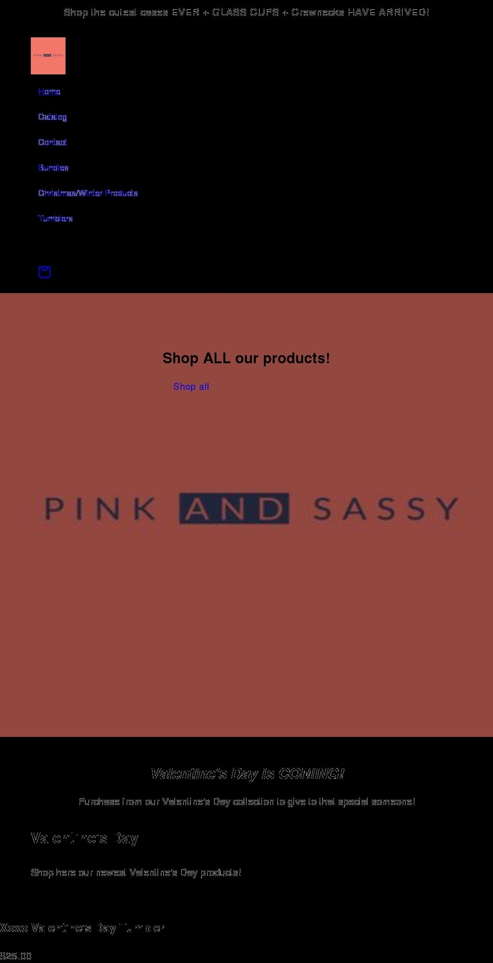 pinkandsassy.net shopify website screenshot