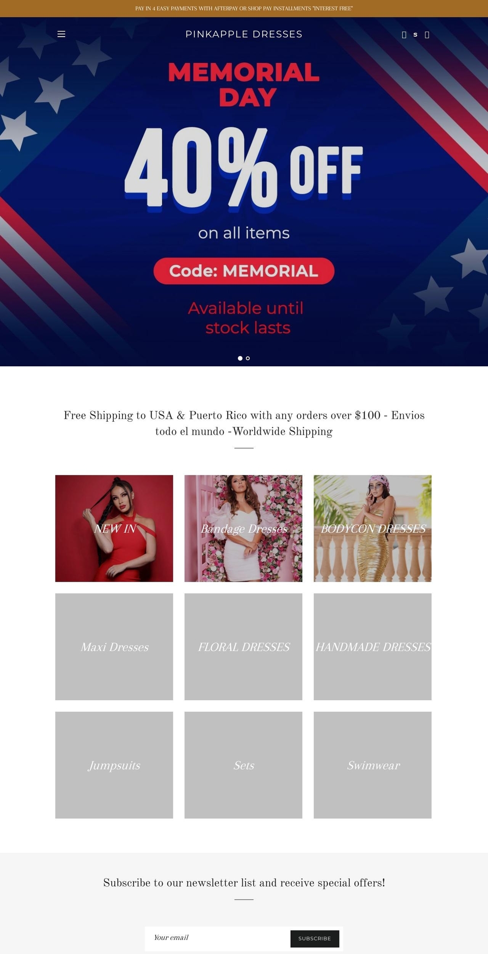 pinkappledresses.com shopify website screenshot