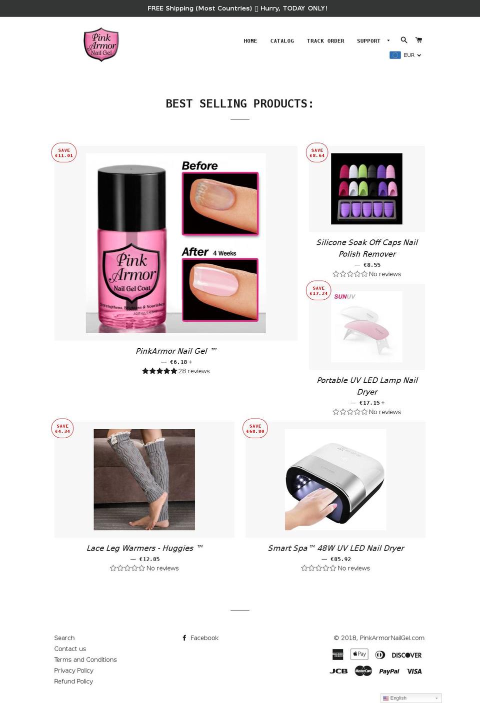 pinkarmornailgel.com shopify website screenshot