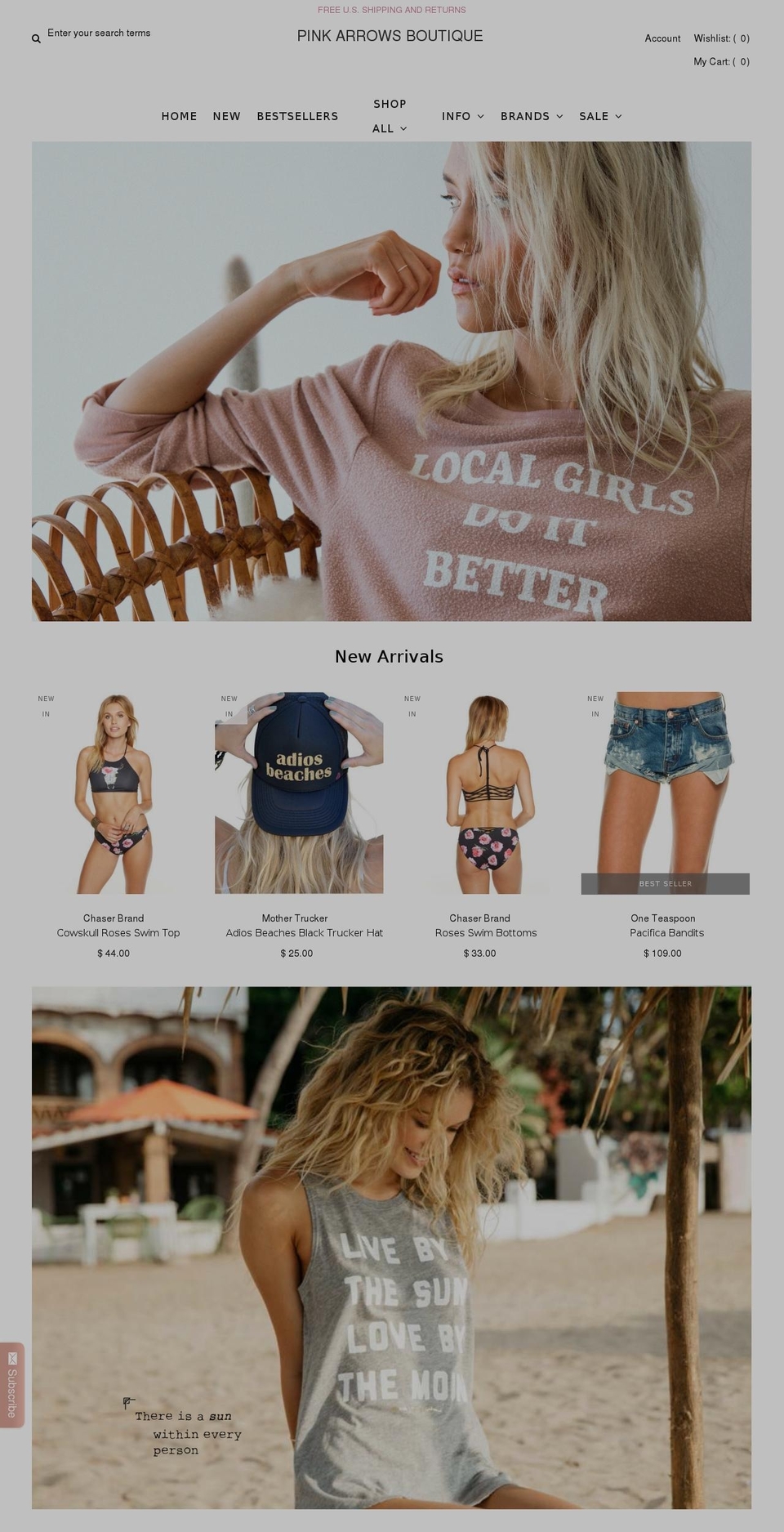 pinkarrows.com shopify website screenshot