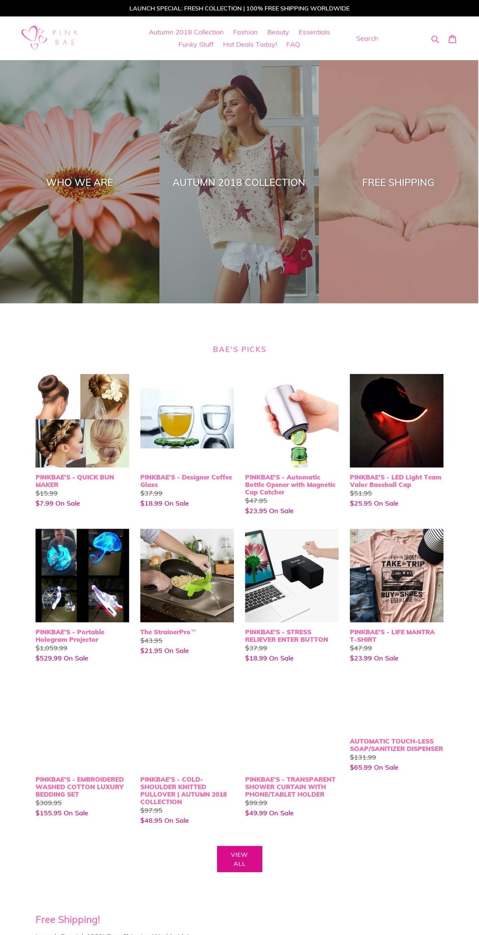 pinkbae.com shopify website screenshot