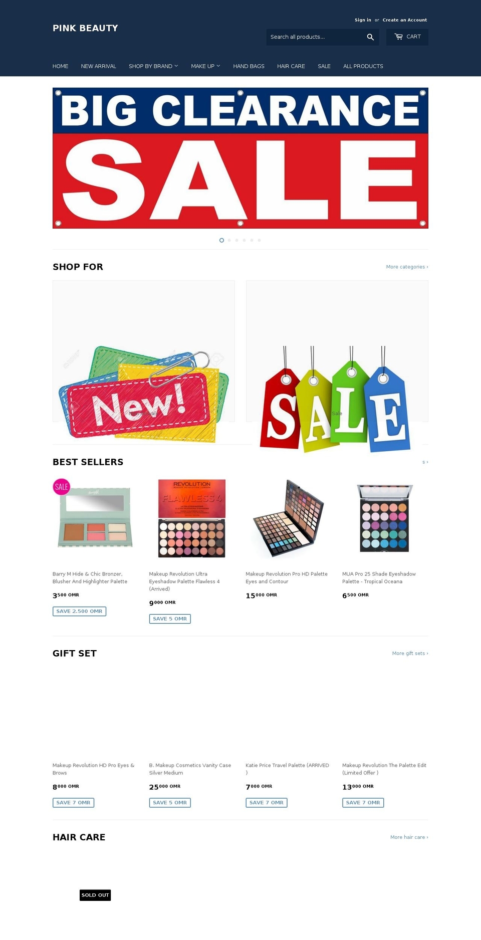 pinkbeautycosmetic.com — Shopify storefront screenshot