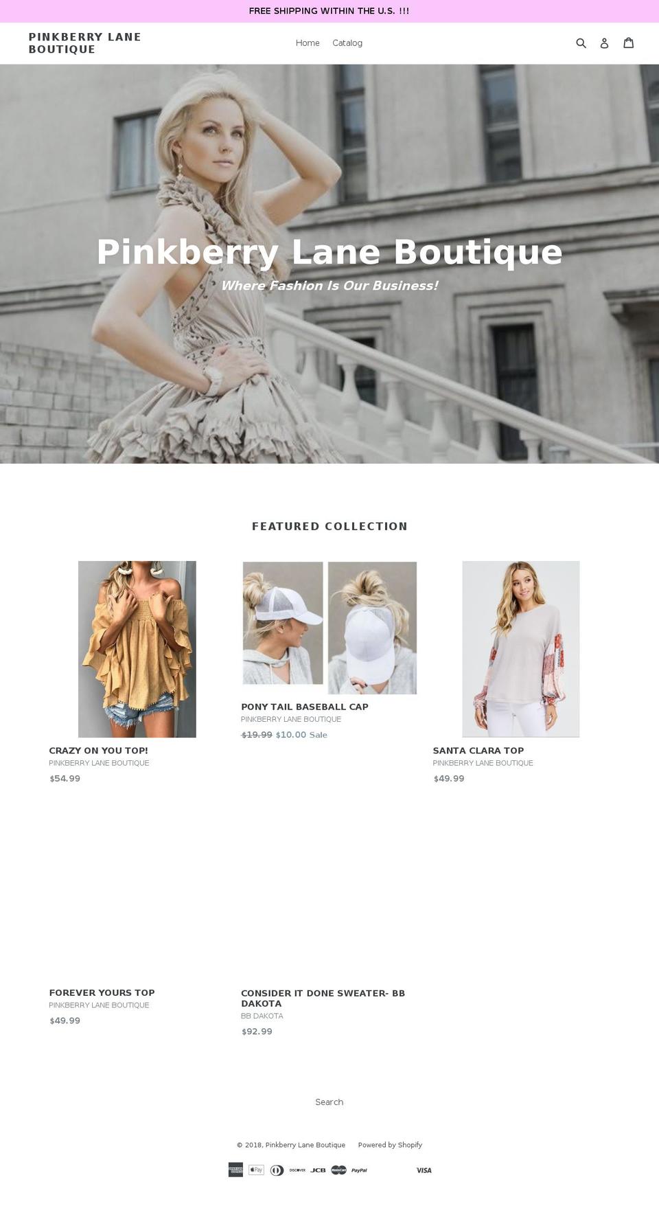 pinkberrylane.com — Shopify storefront screenshot