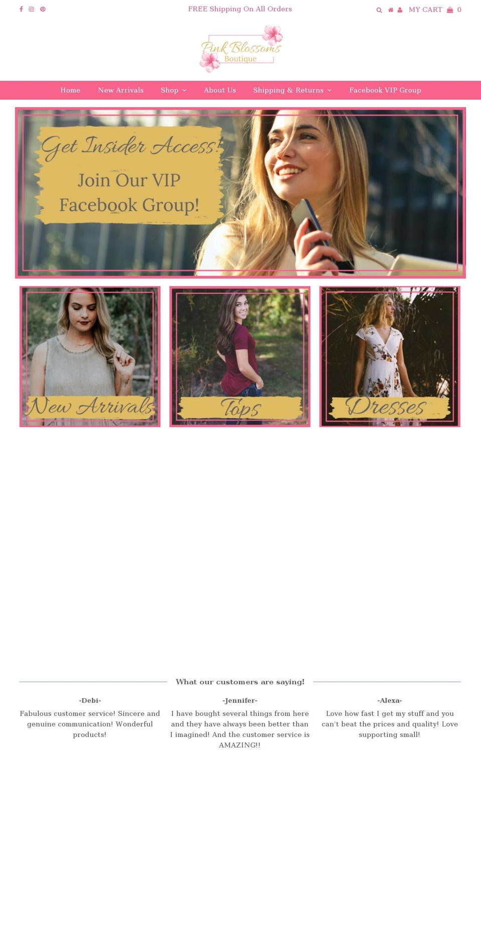 pinkblossomsboutique.com — Shopify storefront screenshot