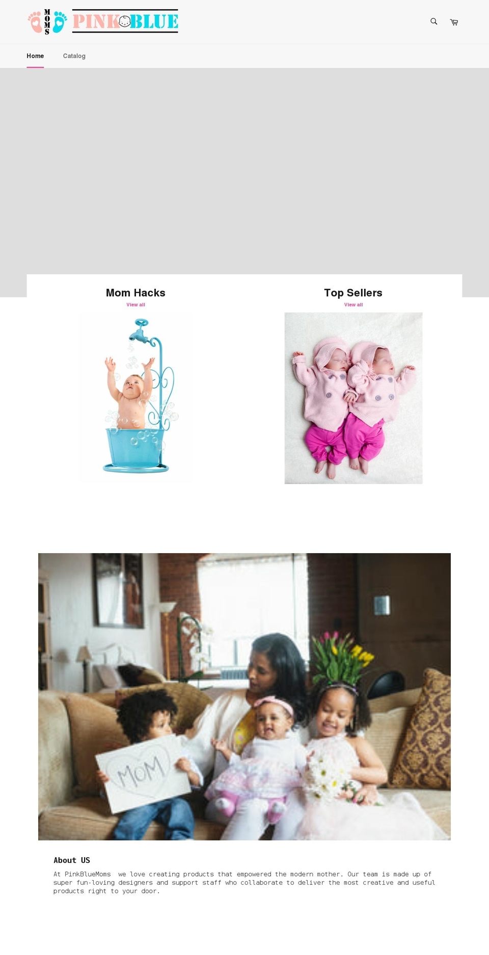 pinkbluemoms.com shopify website screenshot
