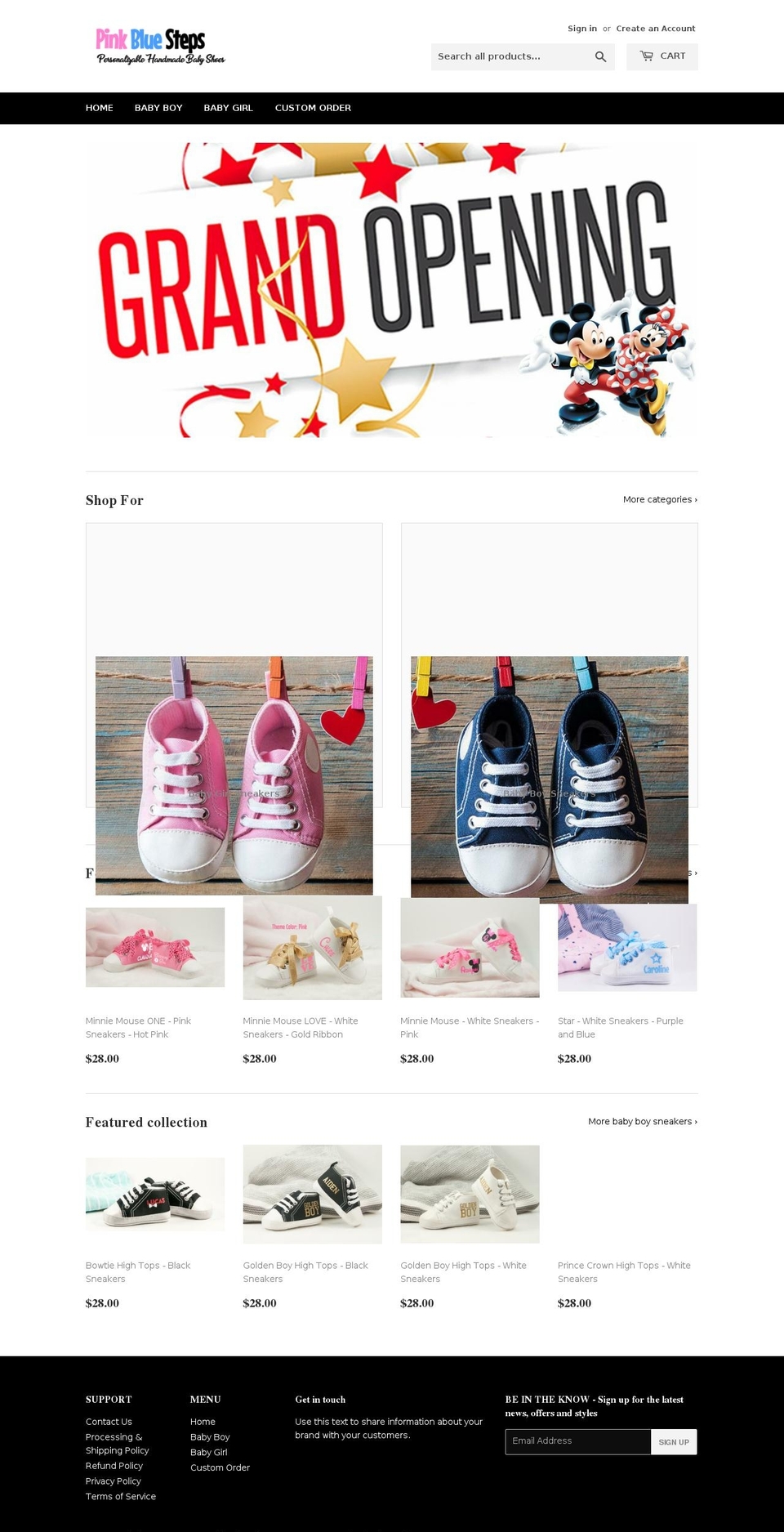 pinkbluesteps.com — Shopify storefront screenshot
