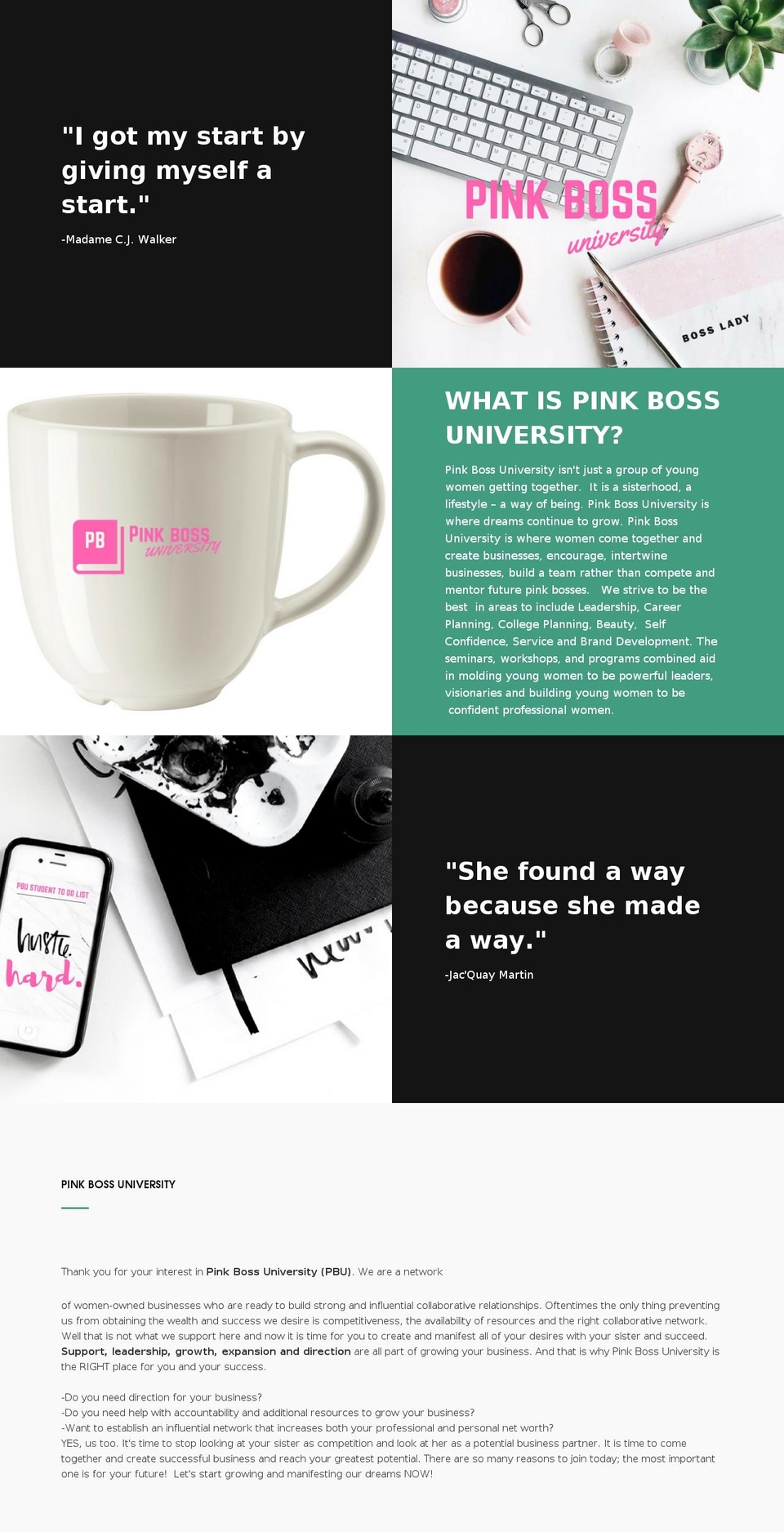 pinkbossuniversity.org shopify website screenshot