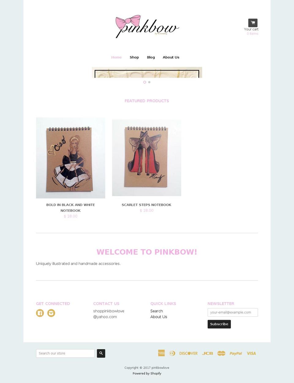 pinkbowlove.com shopify website screenshot